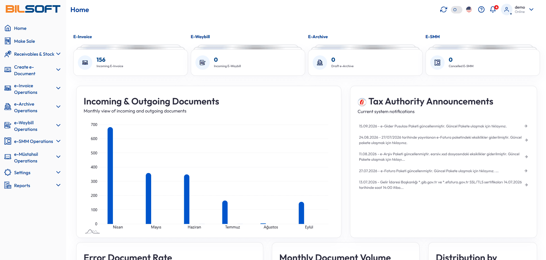 Bilsoft Portal project interface