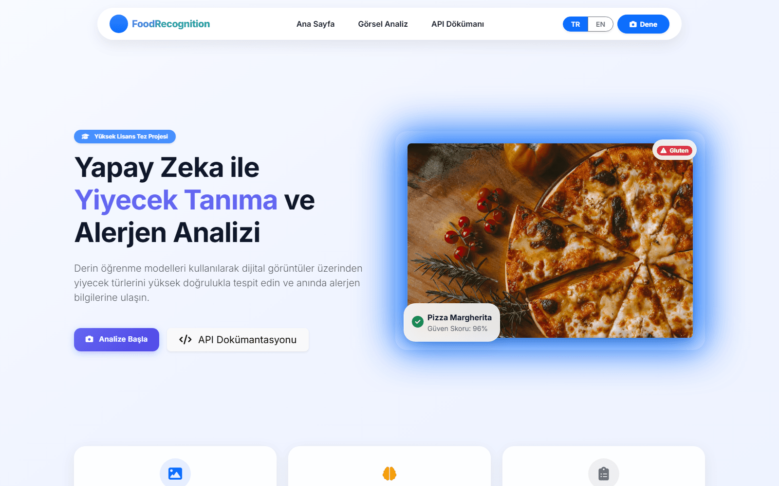 Food Recognition project interface